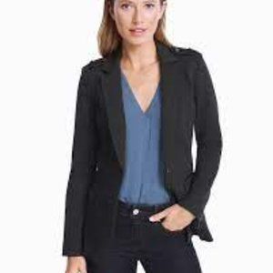 WHBM Gray Long Ponte Blazer Jacket